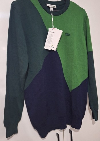 Lacoste Erkek Renk Bloklu Triko Kazak m beden