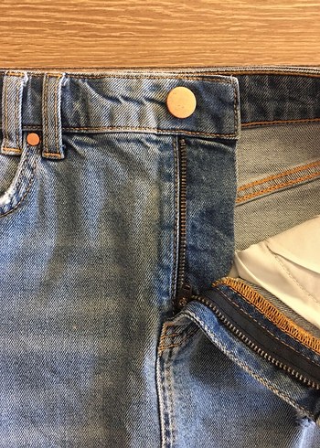 Yırtık Detaylı Mavi Denim Midi Etek - Görsel 7