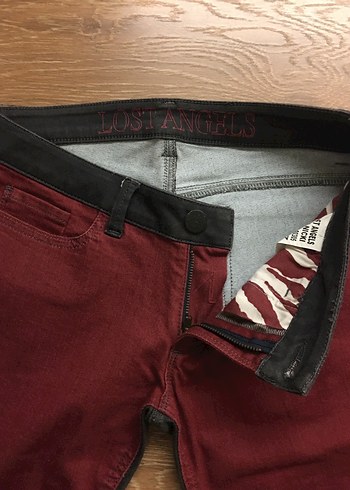 Bordo Kadın Kemerli Dar Paça Pantolon - Görsel 7