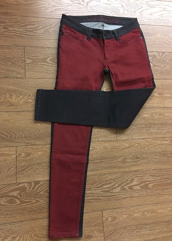 Bordo Kadın Kemerli Dar Paça Pantolon - Görsel 6