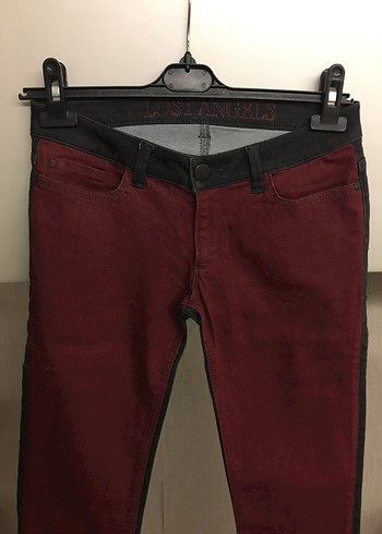 Bordo Kadın Kemerli Dar Paça Pantolon - Görsel 2