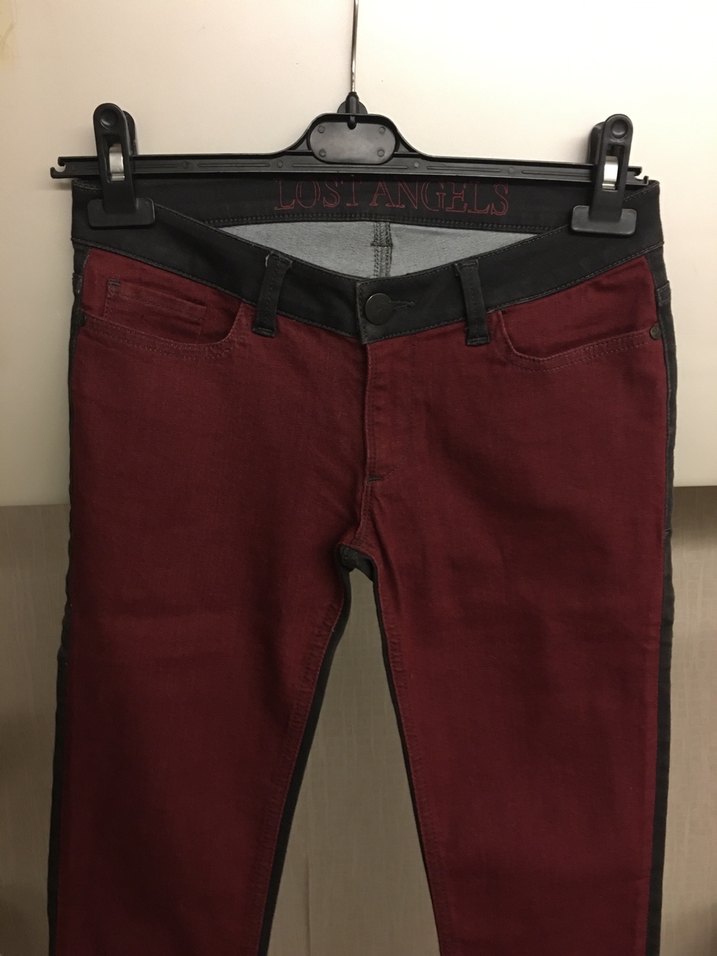 Bordo Kadın Kemerli Dar Paça Pantolon - Görsel 2