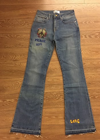 Mavi Baskılı Kadın Denim Pantolon - Görsel 6