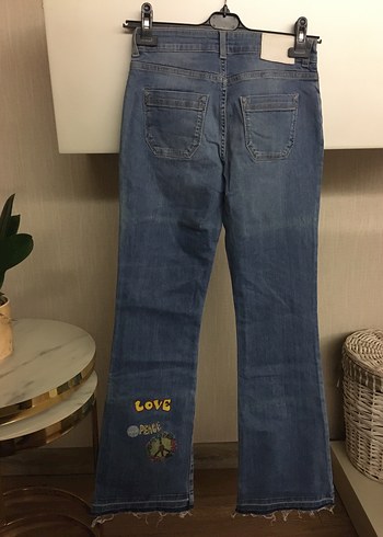 Mavi Baskılı Kadın Denim Pantolon - Görsel 3