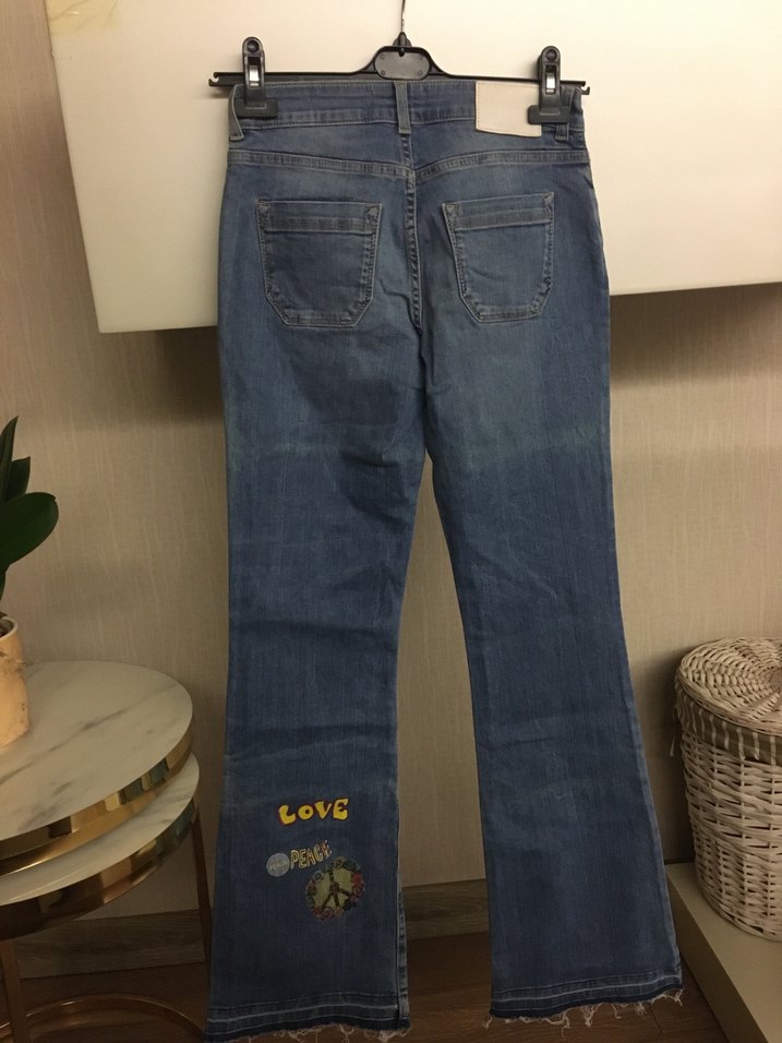 Mavi Baskılı Kadın Denim Pantolon - Görsel 4