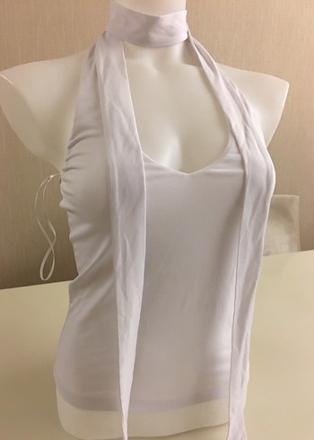 BikBok Beyaz Halter Yaka Mini Kadın Atlet - Görsel 3