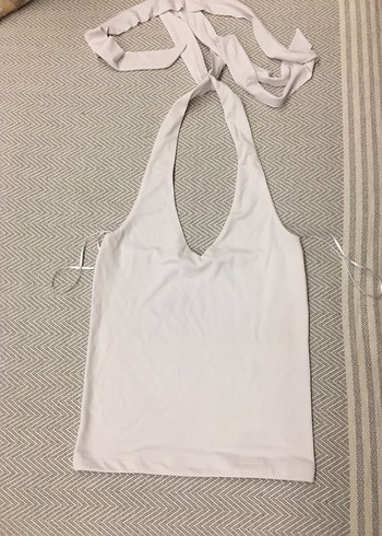 BikBok Beyaz Halter Yaka Mini Kadın Atlet - Görsel 6