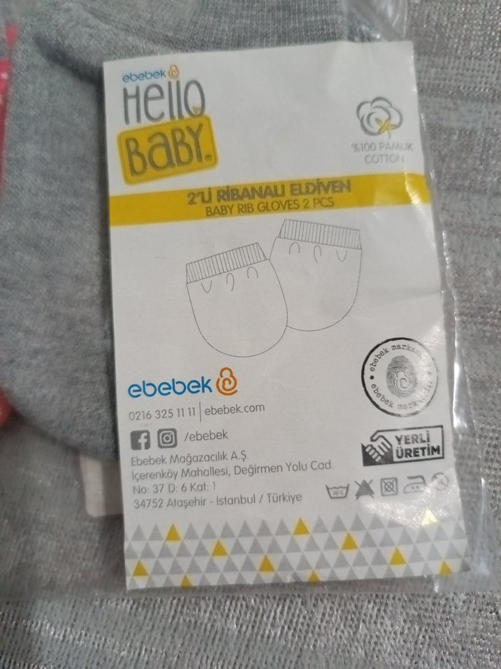 Kız Bebek Gri ve Pembe Desenli Eldiven - Görsel 2