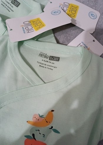 Yeşil Baskılı Bebek Body Kısa Kollu - Görsel 3