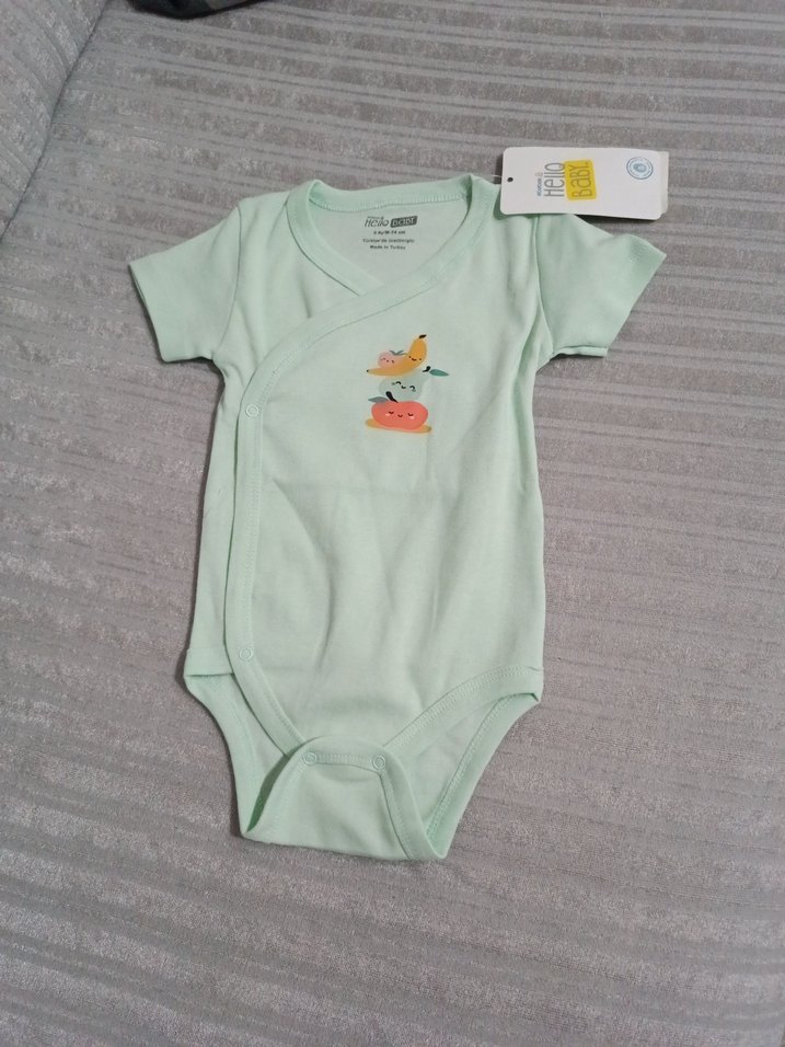 Yeşil Baskılı Bebek Body Kısa Kollu - Görsel 4