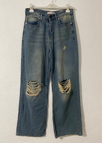 Trendyol & Milla Yikamali Mavi Genis Paca Jean
