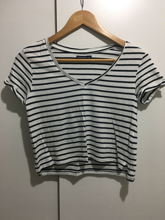 Çizgili crop top