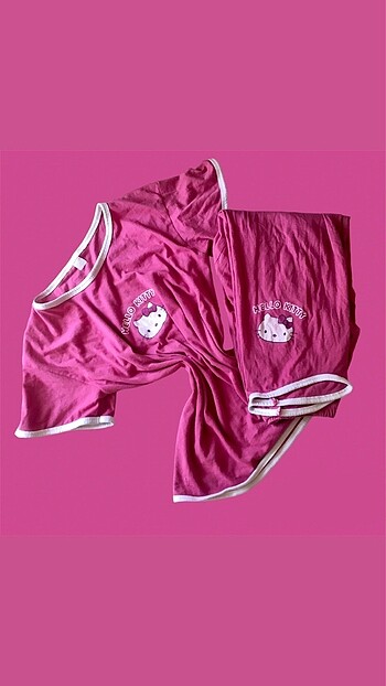 Hello Kitty hello kittyli kısa pijama takımı capri-tişört