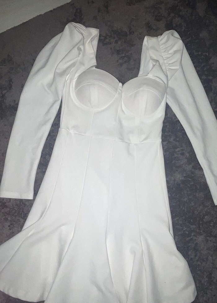 Beyaz mini elbise - Görsel 2