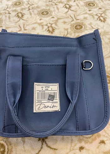 Koyu Mavi Baskılı Fermuarlı Kadın Çanta - Görsel 2