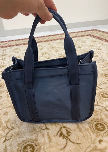 Koyu Mavi Baskılı Fermuarlı Kadın Çanta - Görsel 3