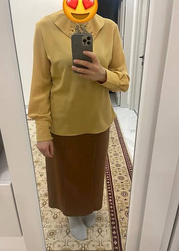 Boncuk İşlemeli Bej Gömlek - Görsel 4