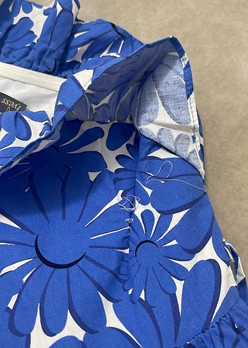 Mavi Çiçekli Volanlı Kız Çocuk Elbisesi - Görsel 5