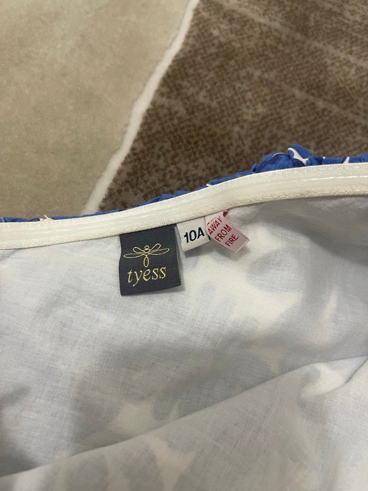 Mavi Çiçekli Volanlı Kız Çocuk Elbisesi - Görsel 4