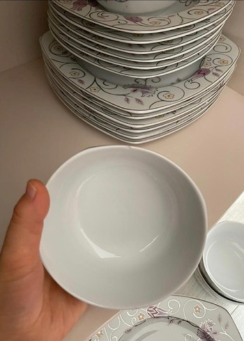 Nakışlı Beyaz ve Gri Yemek Takımı - Görsel 3