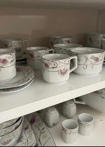 Nakışlı Beyaz ve Gri Yemek Takımı - Görsel 2