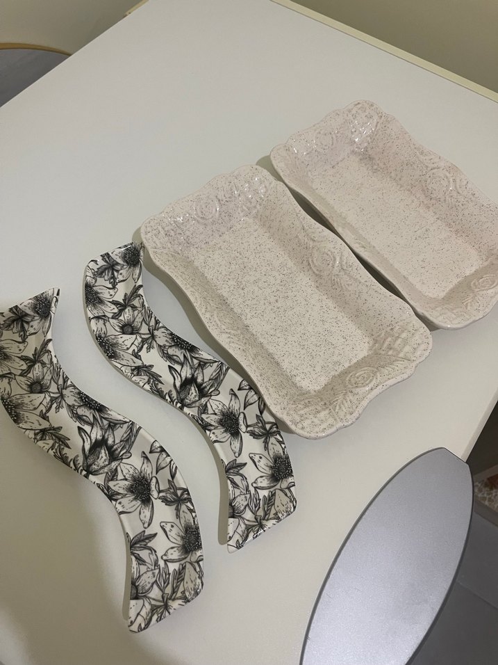 Dekoratif Gri Beyaz Gıda Kapları - Görsel 2