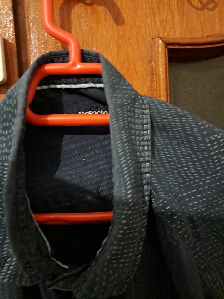 DeFacto Lacivert / Desenli Gömlek - L Beden (Günlük Kullanım) - Görsel 3