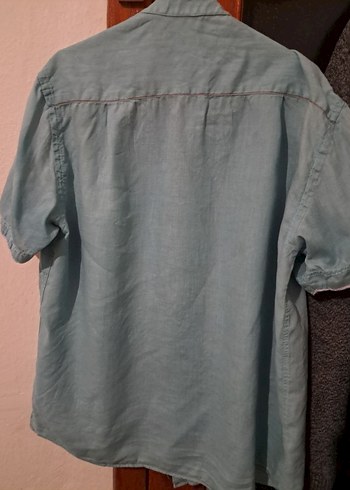 DeFacto Hakim Yaka / Keten Görünümlü Yeşil Gömlek - L Beden - Görsel 2