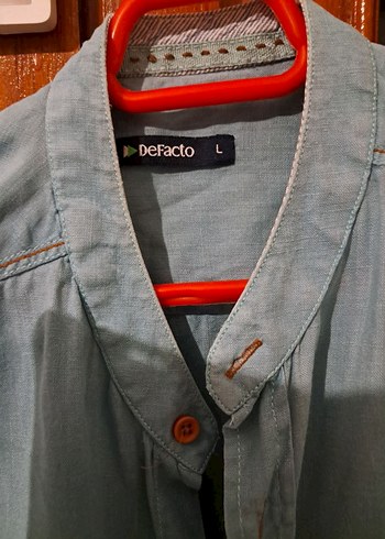 DeFacto Hakim Yaka / Keten Görünümlü Yeşil Gömlek - L Beden - Görsel 3