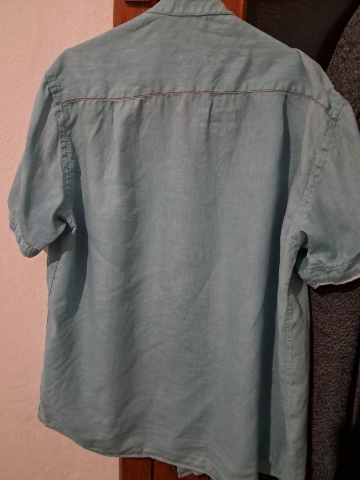 DeFacto Hakim Yaka / Keten Görünümlü Yeşil Gömlek - L Beden - Görsel 2