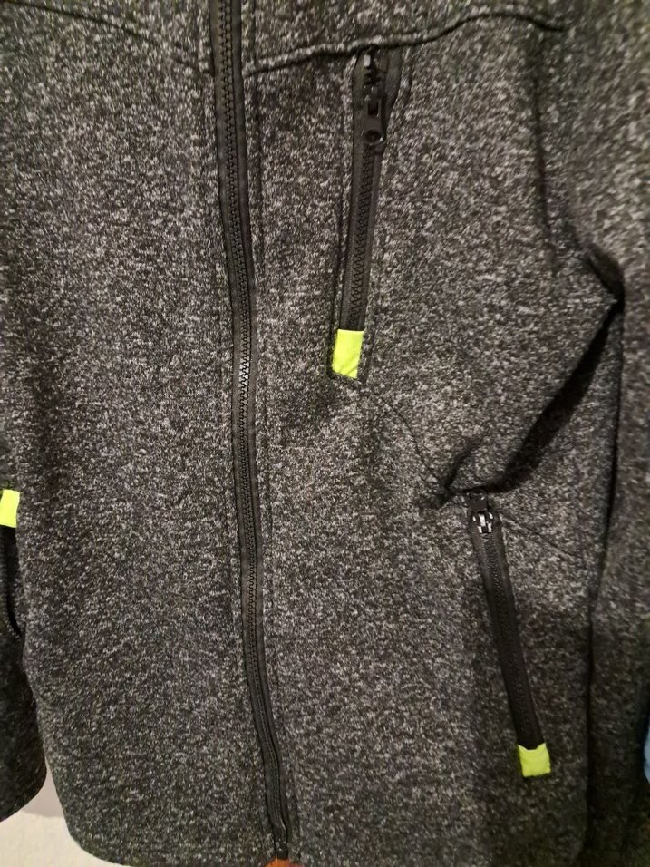 Antrasit Gri / Neon Detaylı - 3 Cepli Kapüşonlu Hırka Spor Kesim - Görsel 2