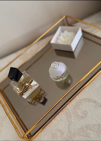 Parlak Altın Renk Dikdörtgen Ayna nişan tepsisi söz tepsisi - Görsel 2