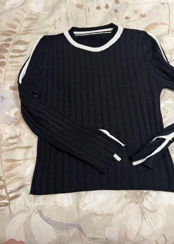 Uzun Kollu Siyah Triko Kadın Kazak - Görsel 4