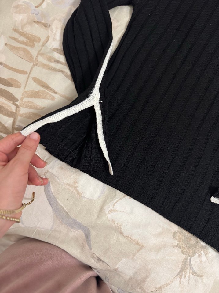 Uzun Kollu Siyah Triko Kadın Kazak - Görsel 2