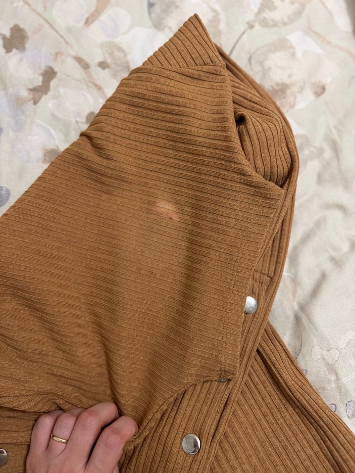 Düğmeli Boğazlı Kahverengi Kadın Kazak - Görsel 3