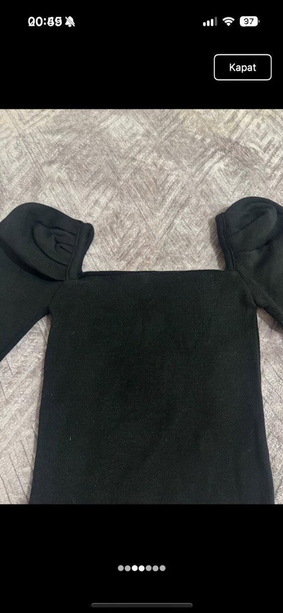 Kürklü Siyah Uzun Kollu Bluz - Görsel 2