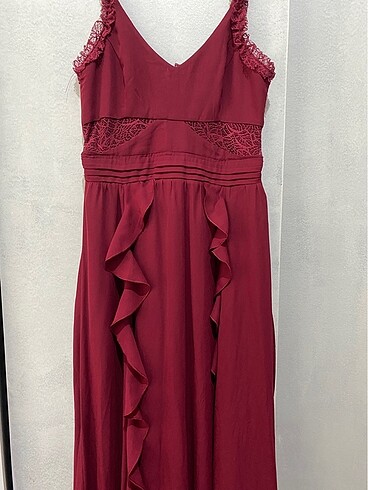 Bordo uzun abiye  elbise - Görsel 2