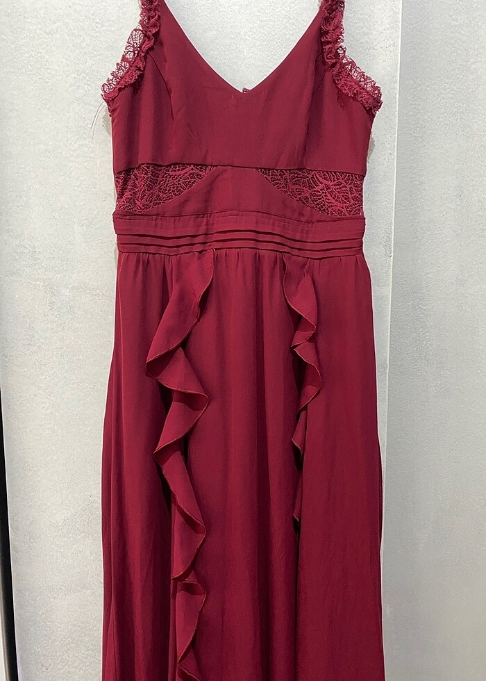 Bordo uzun abiye  elbise - Görsel 2