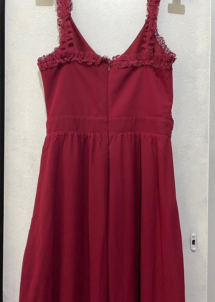 Bordo uzun abiye  elbise - Görsel 3