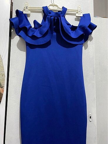 Saks mavisi abiye elbise - Görsel 2