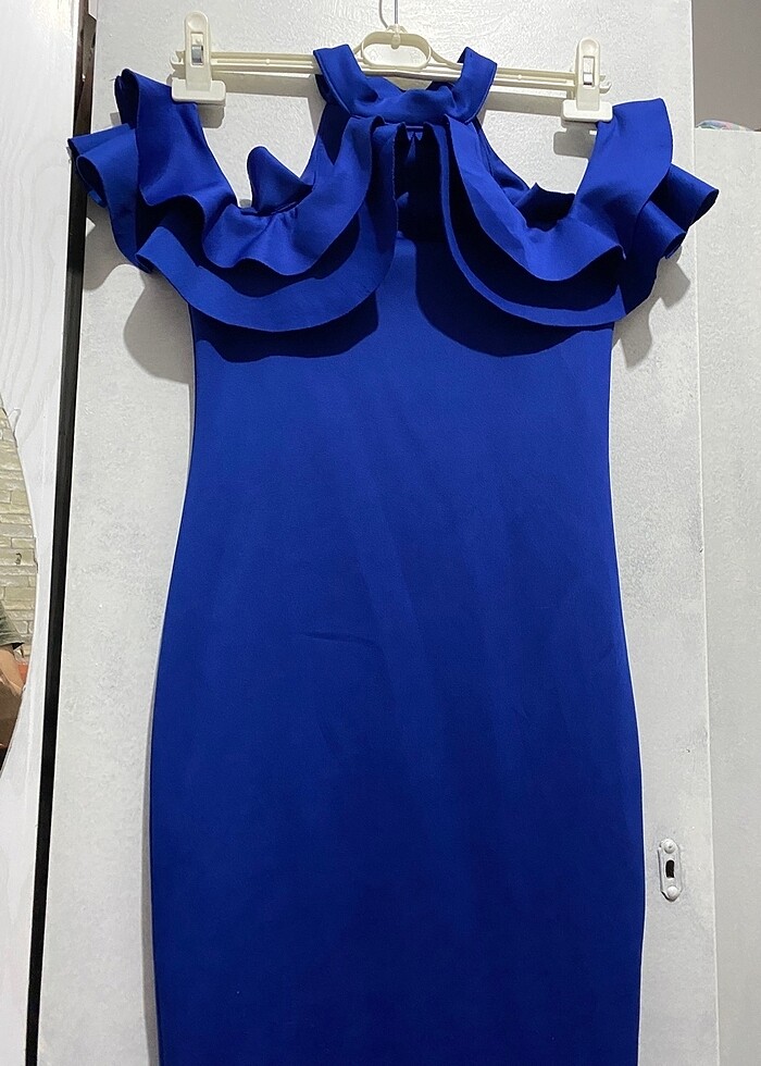 Saks mavisi abiye elbise - Görsel 2