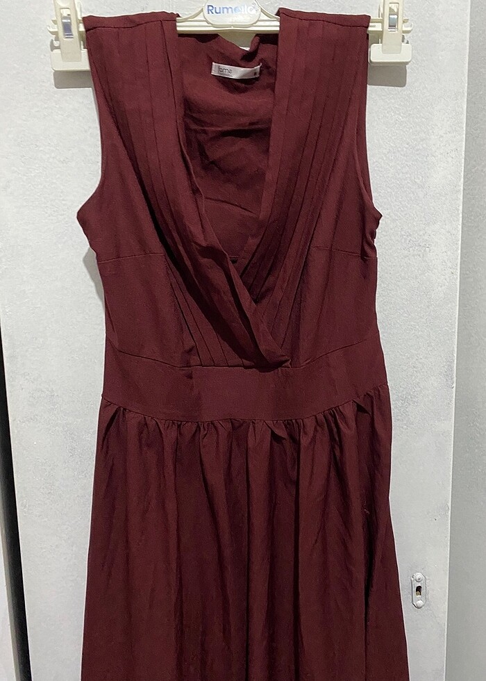 Uzun bordo elbise - Görsel 2