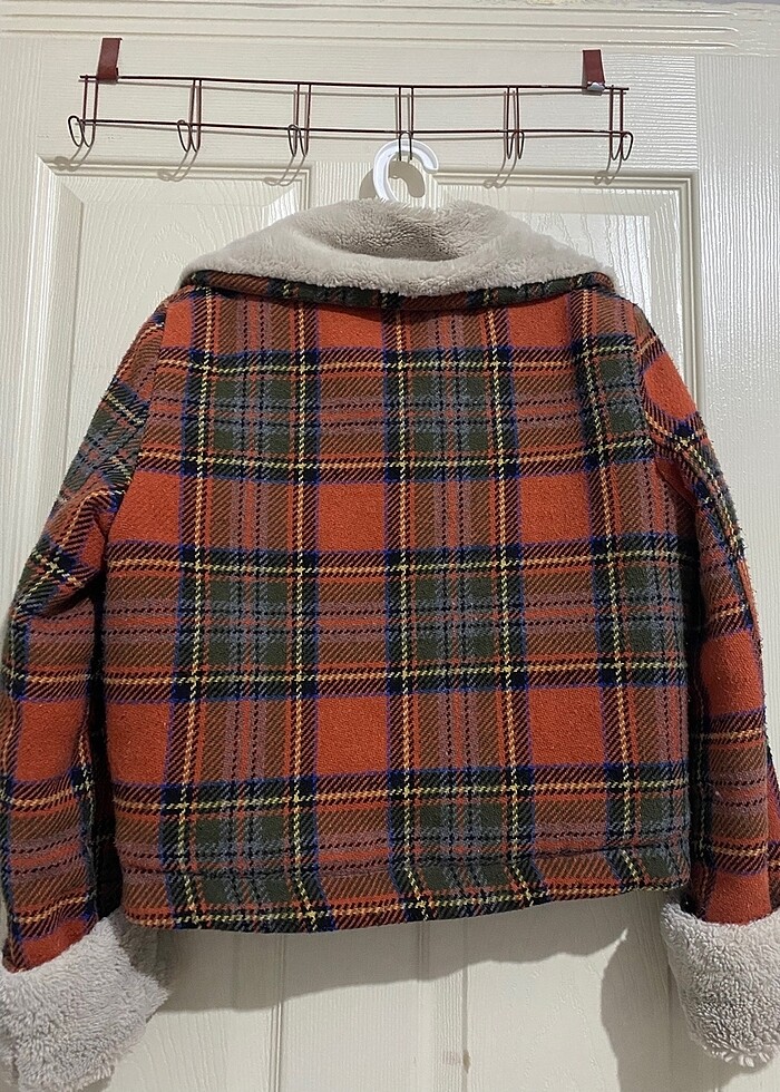 Ekose ceket kürklü - Görsel 2