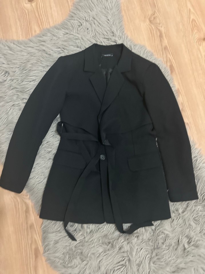 Trend Siyah Kadın Kürklü Blazer Ceket - Görsel 2