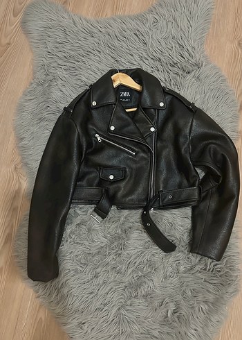 m Beden Kahve Deri Biker Ceket