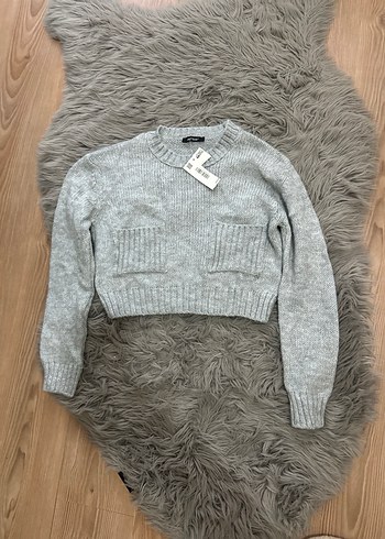 Gri Örgü Yün Kadın Kazak - Görsel 2