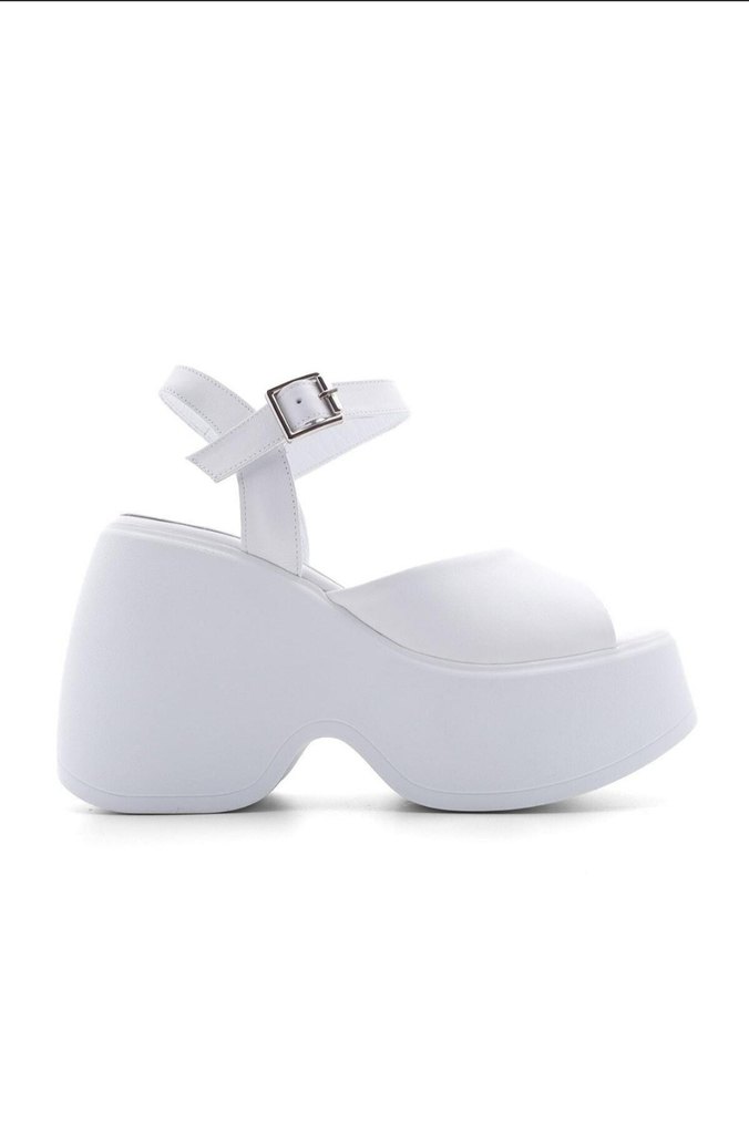 Beyaz Platform Topuklu Kadın Ayakkabı - Görsel 2