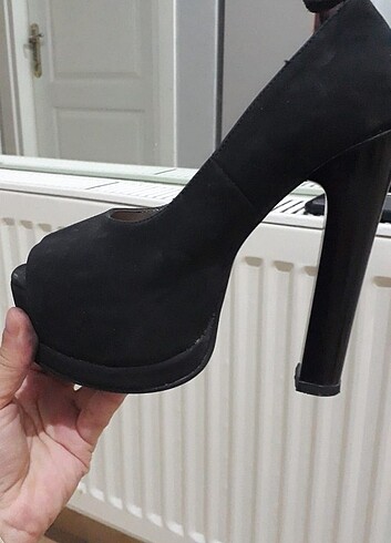 diğer Beden siyah Renk suet platform topuklu ayakkabi