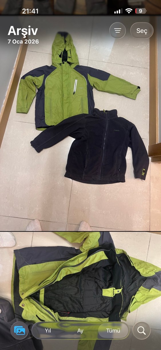 Erkek Çocuk Fermuarlı Yeşil ve Siyah Montlar - Görsel 4