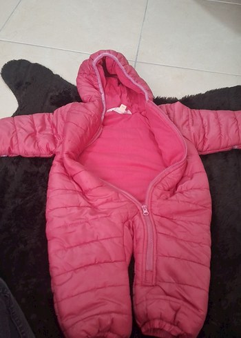 Kapüşonlu Fermuarlı Kız Bebek Tulumu - Görsel 2